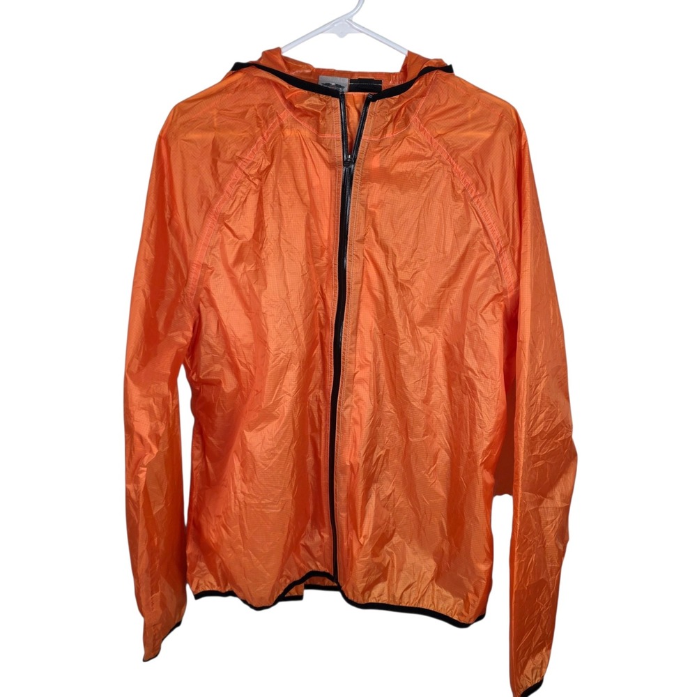 Harley Davidson Windbreaker Women XL Orange Good Hooded Reflective Zip Jacket